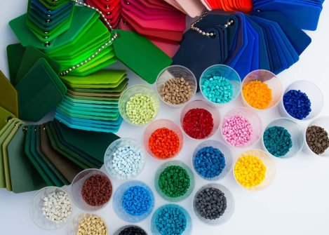 Different types of plastic material in different colors.